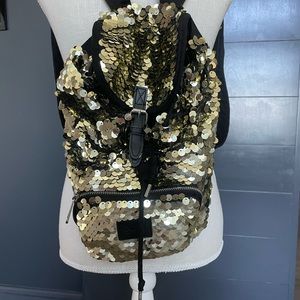 Victoria Secret Pink Gold Sequin Backpack knapsack
